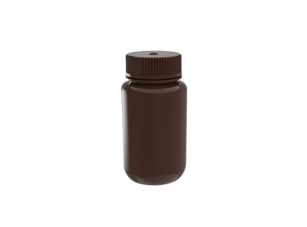 ahn® myBottle Reagent Bottle w/ Cap, 125 ml, Wide, HDPE, sterile, individually wrapped, Amber