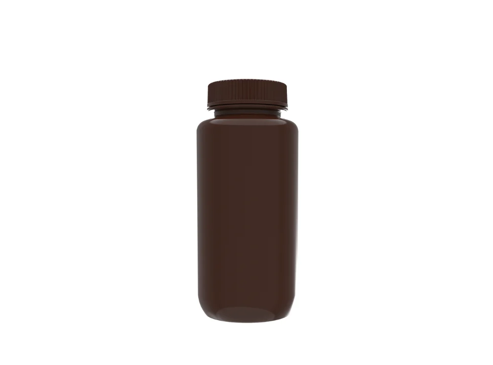 ahn® myBottle Reagent Bottle w/ Cap, 500 ml, Wide, HDPE, Amber